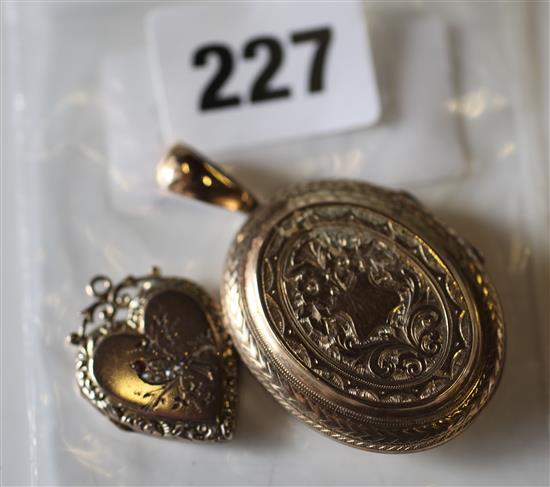 Gold coloured locket and 1 other